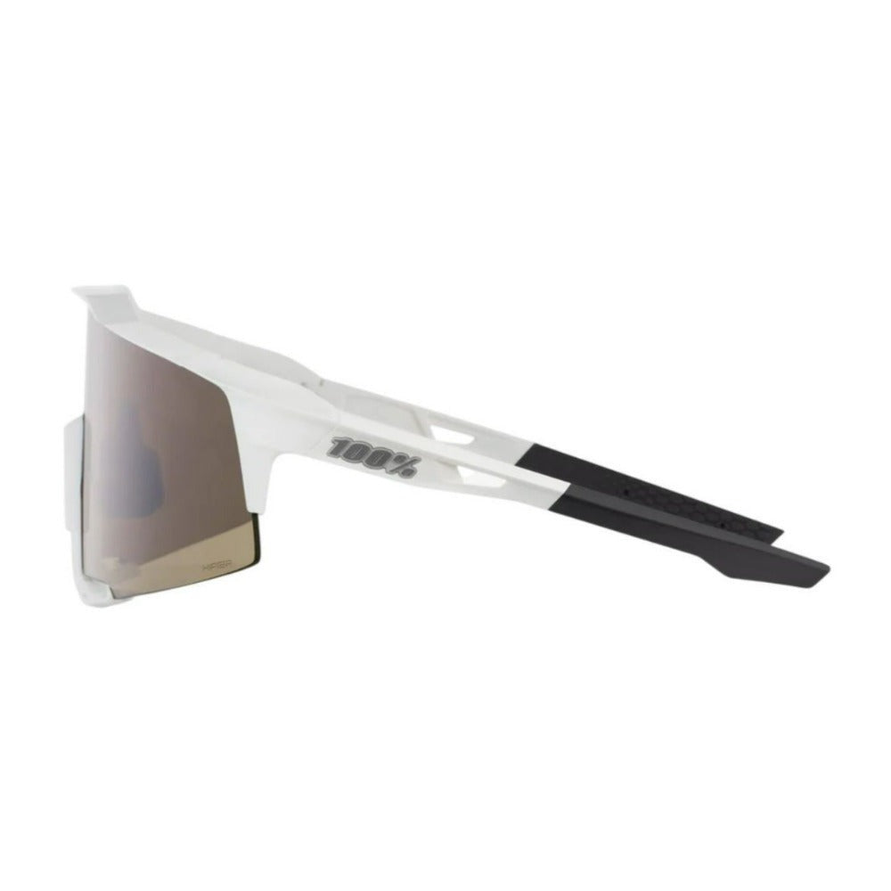 100% Speedcraft Sunglasses Matte White HiPER Silver Lens