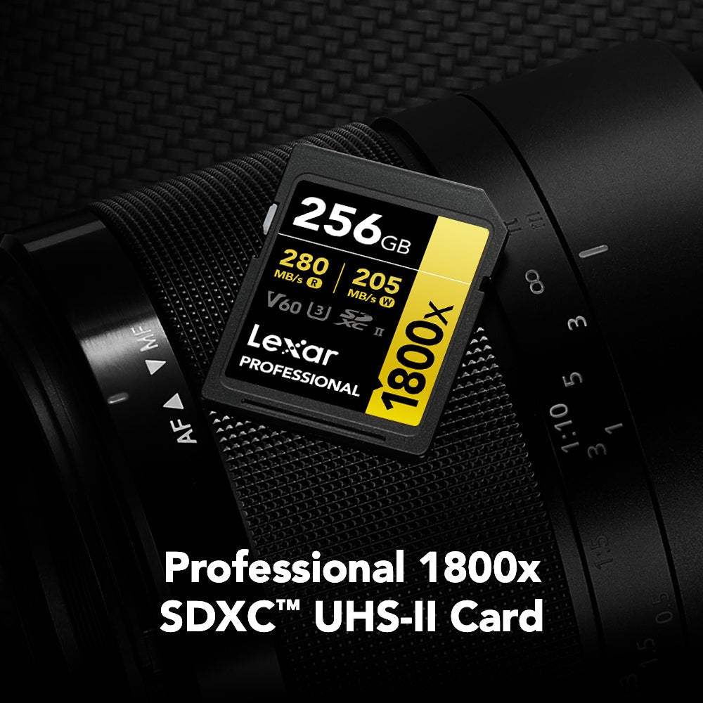 Lexar 256GB Professional 1800x UHS-II SDXC Memory Card (GOLD Series)