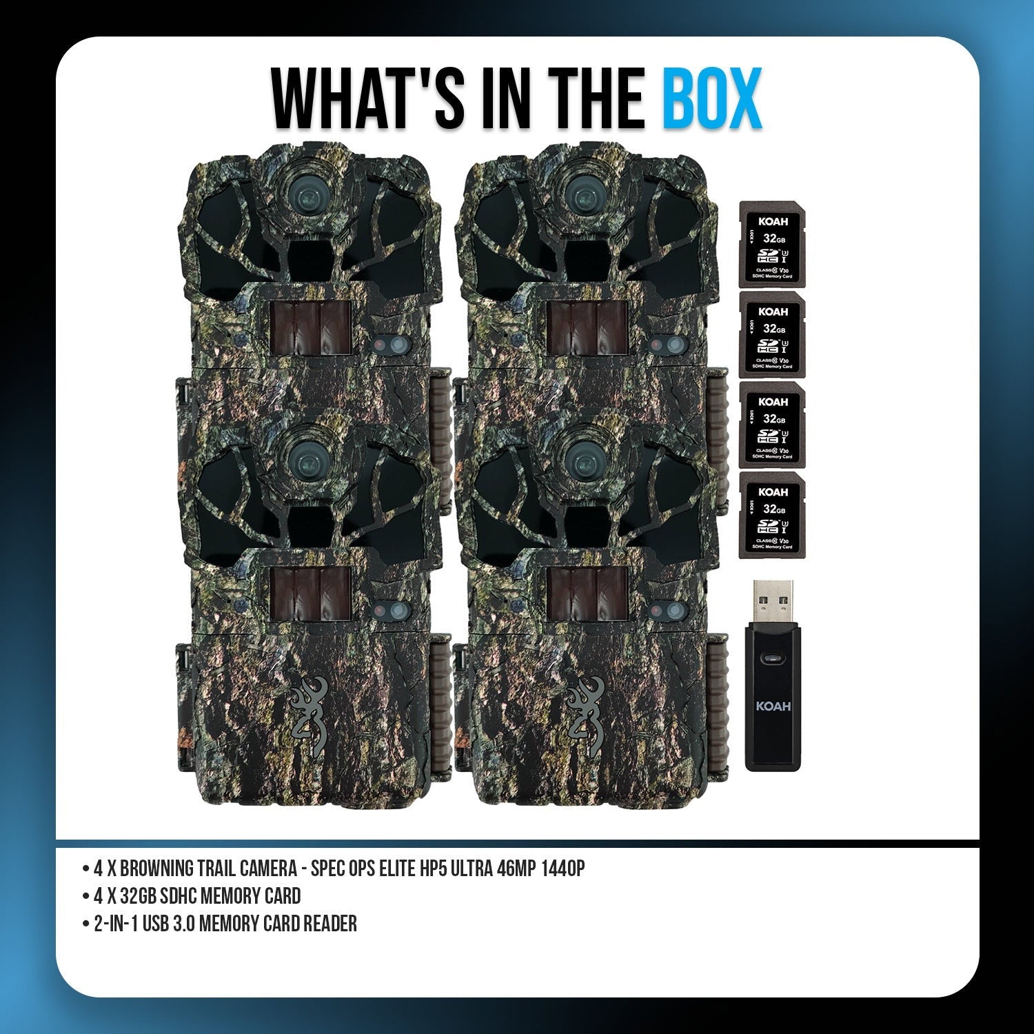 Browning Spec Ops Elite HP5 Ultra 46MP 1440p Trail Camera Bundle (4 Pack)