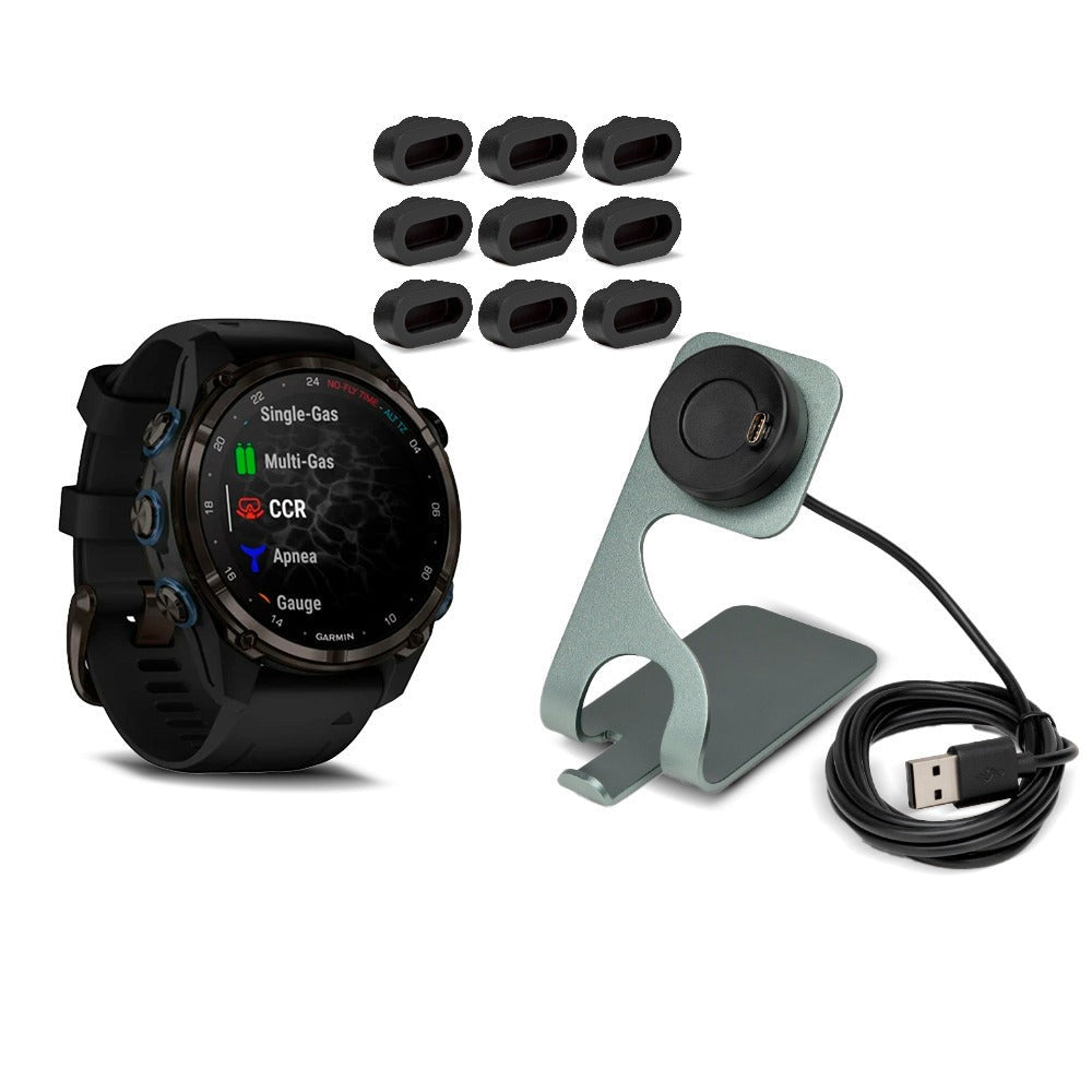 Garmin Descent Mk3i Watch Style-Dive Computer with Charger Stand and Port Plugs