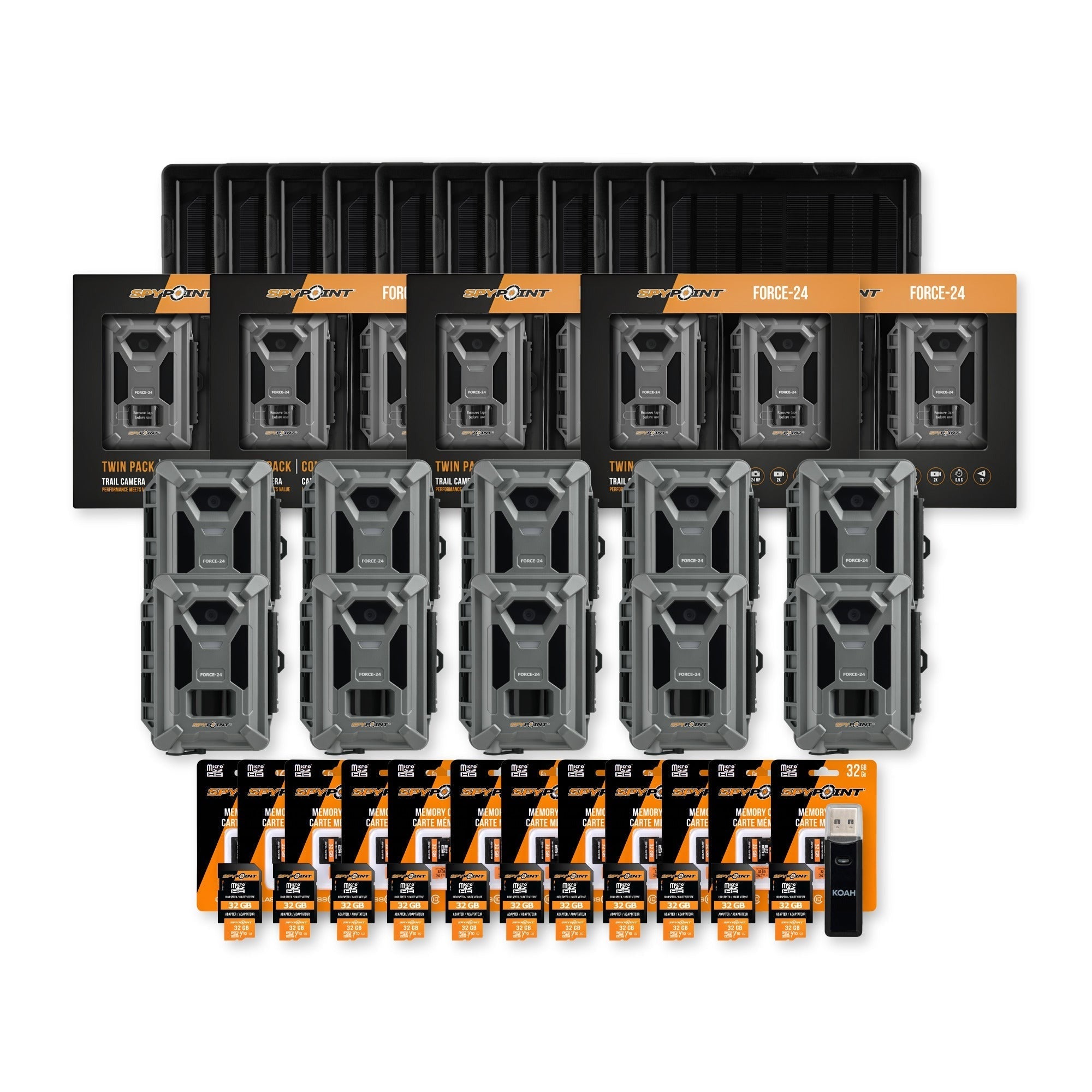 Spypoint Force-24MP Non-Cellular Trail Camera (10 Pack) Bundle with Accessories