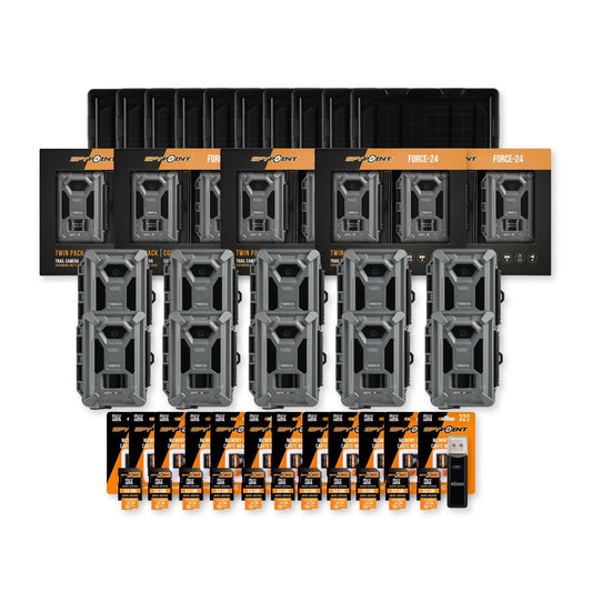 Spypoint Force-24MP Non-Cellular Trail Camera (10 Pack) Bundle with Accessories