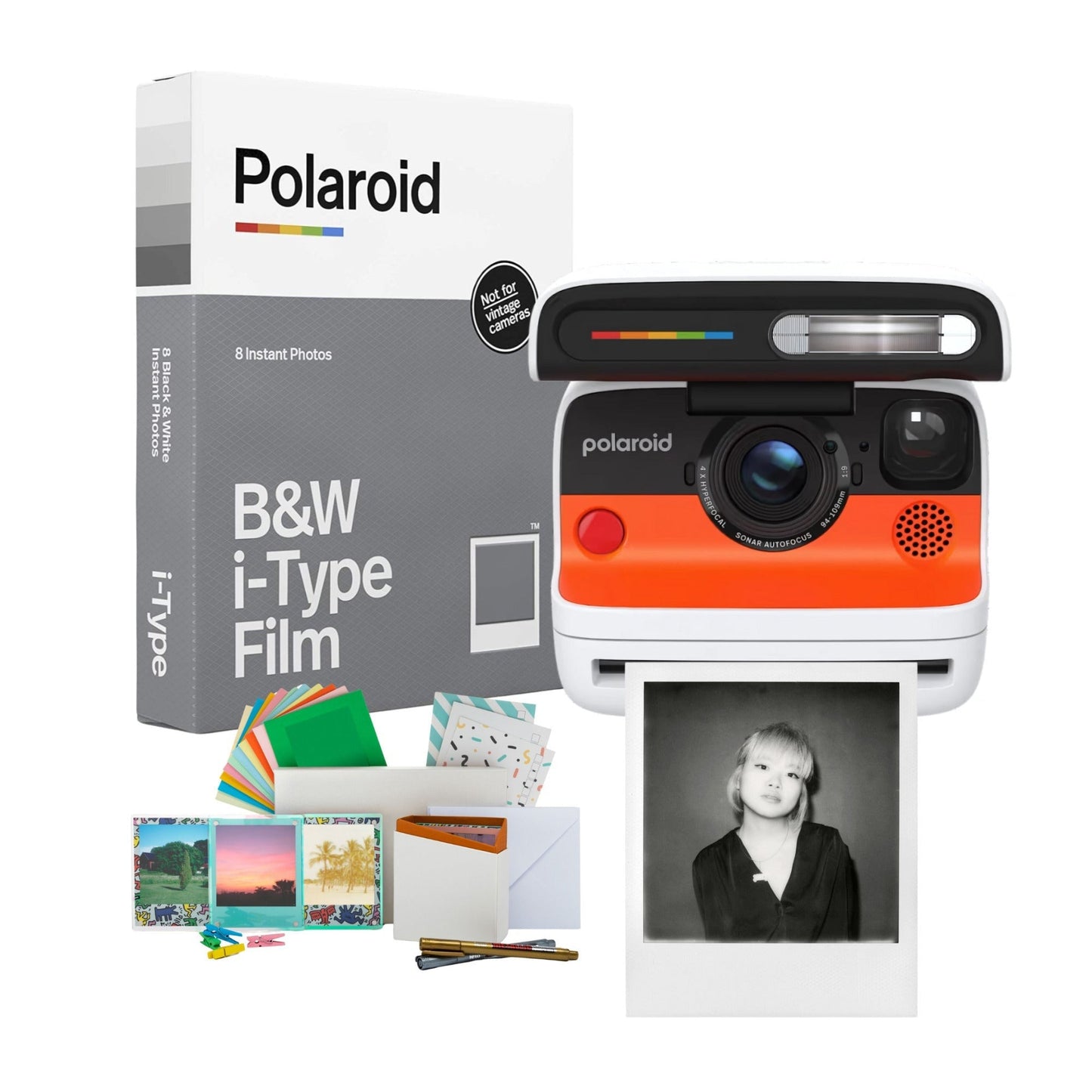 Polaroid Flip Instant Camera with Sonar Autofocus (White) and Accessories Bundle