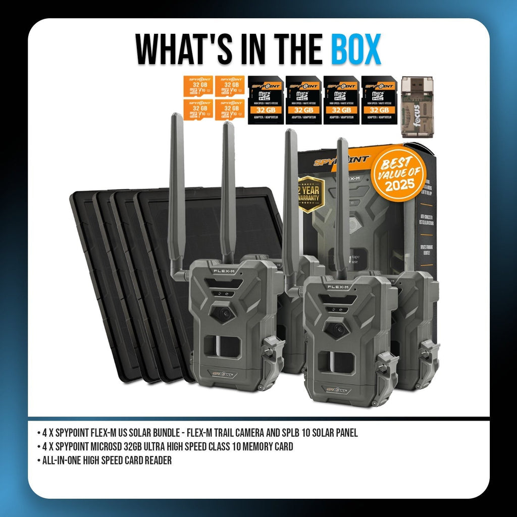 Spypoint FLEX-M Trail Camera and SPLB 10 Solar Panel Bundle with Accessories