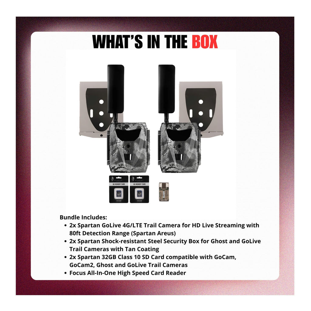 Spartan GoLive 4G/LTE 1080p Trail Camera (Verizon, 2 Pack) Bundle w/ Accessories
