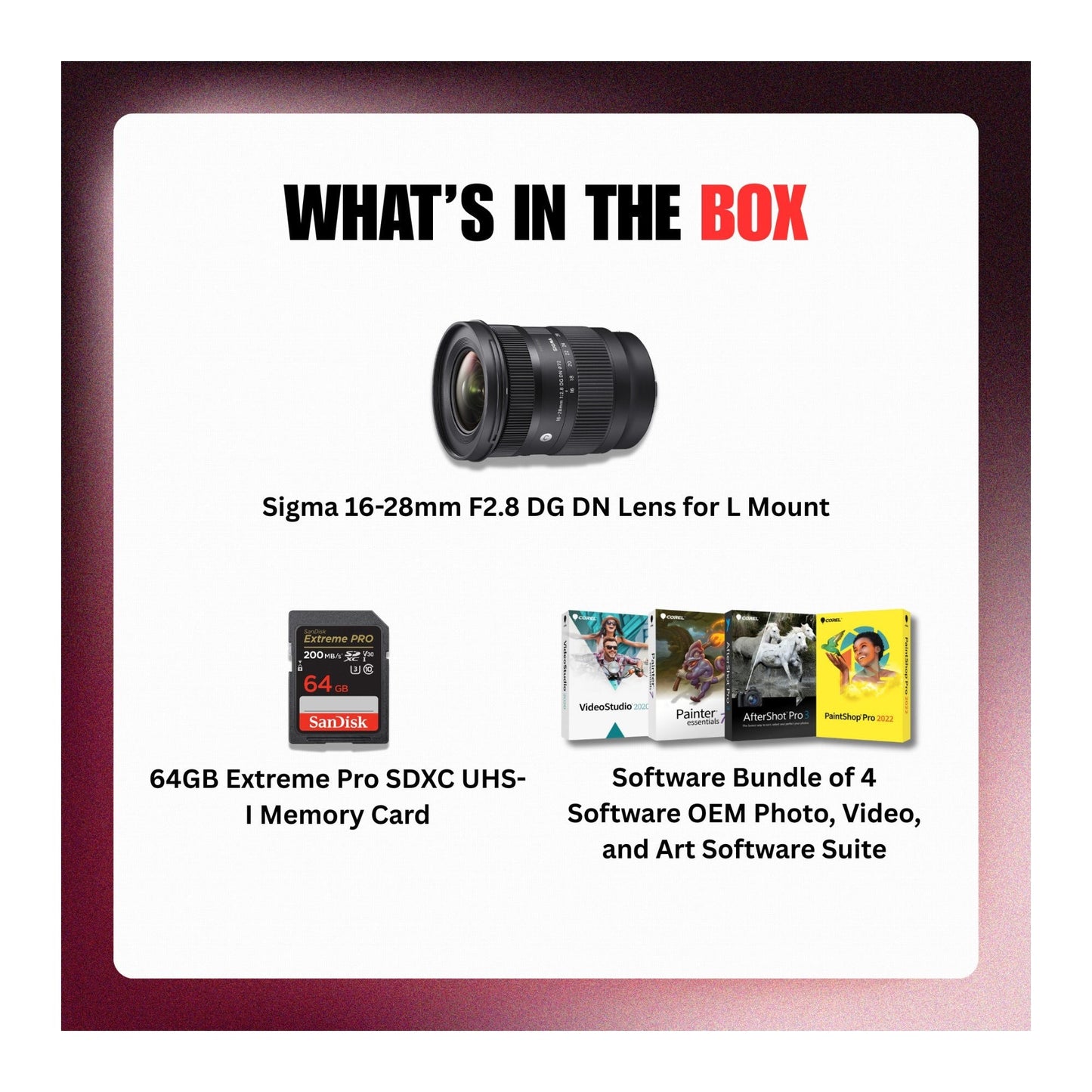 Sigma 16-28mm F2.8 DG DN Full-Frame Lens (L Mount) with 64GB Memory Card Bundle
