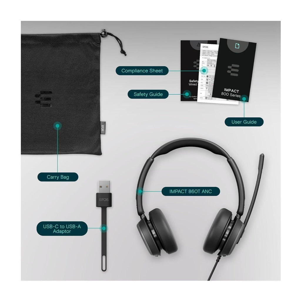 EPOS Impact 860T ANC Dual-Sided Wired Headset
