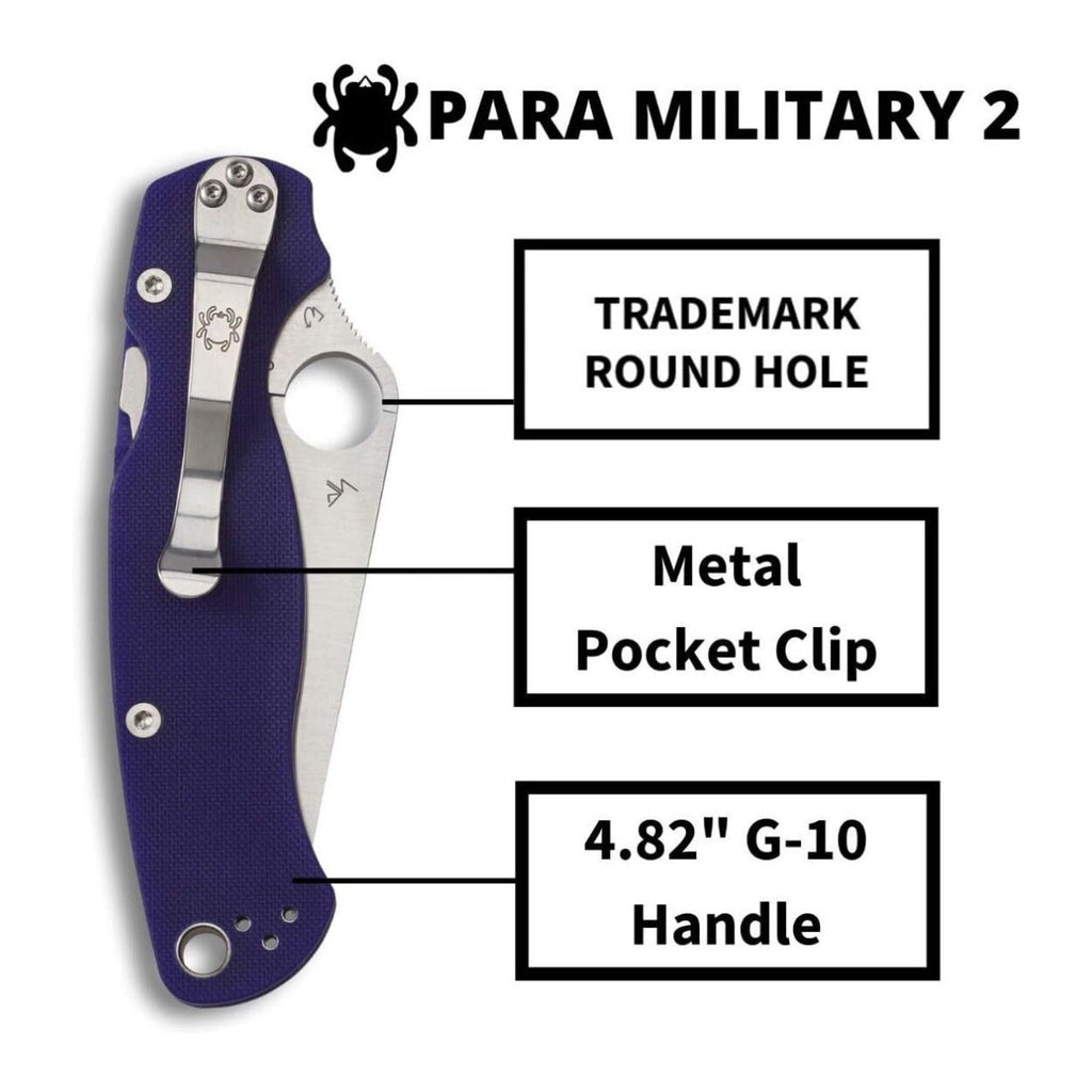 Spyderco Para Military 2 Signature Reliable, Easy to Use and Full Flat Folding Knife (Midnight Blue)