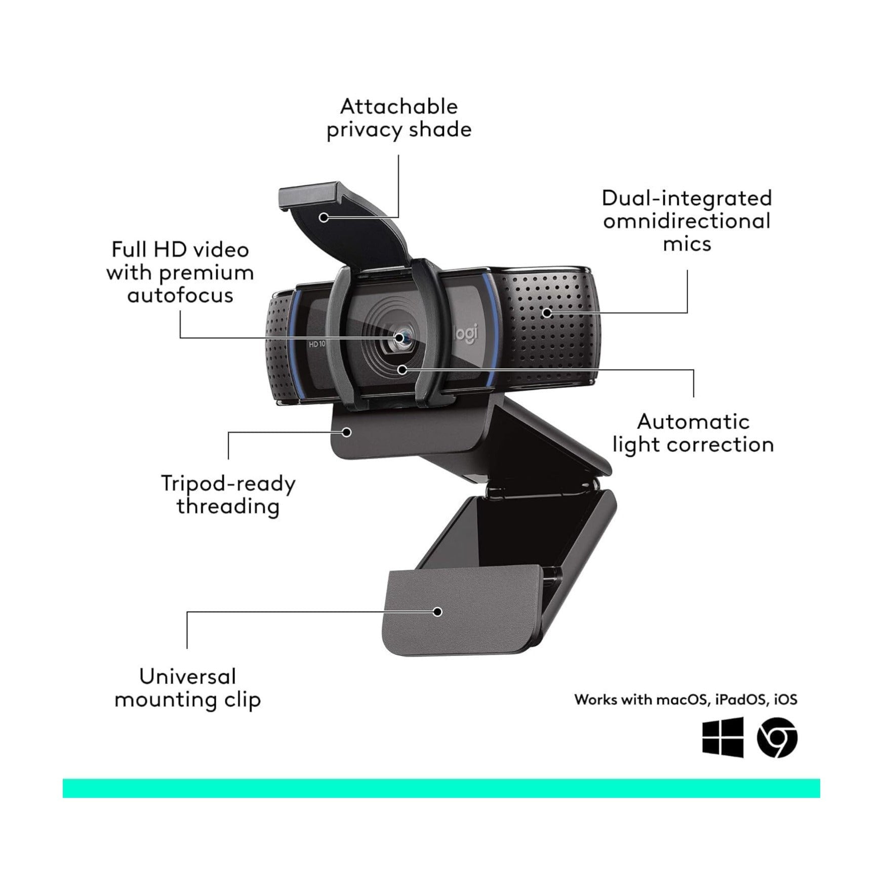Logitech C920e HD 1080p 3MP Autofocus Business Webcam