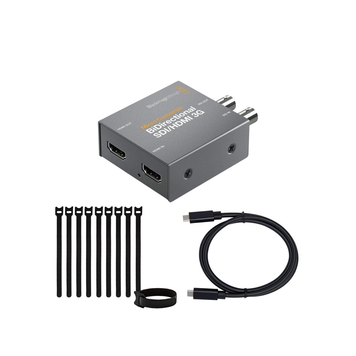 Blackmagic Design Bi-Direct SDI-HDMI 3G PSU Micro Converter (Black) with USB-C Cable Bundle