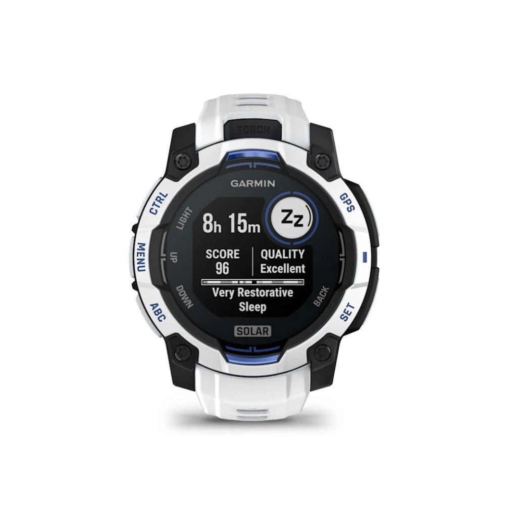 Garmin Instinct 3 GPS Smartwatch (Whitestone/Bolt Blue)
