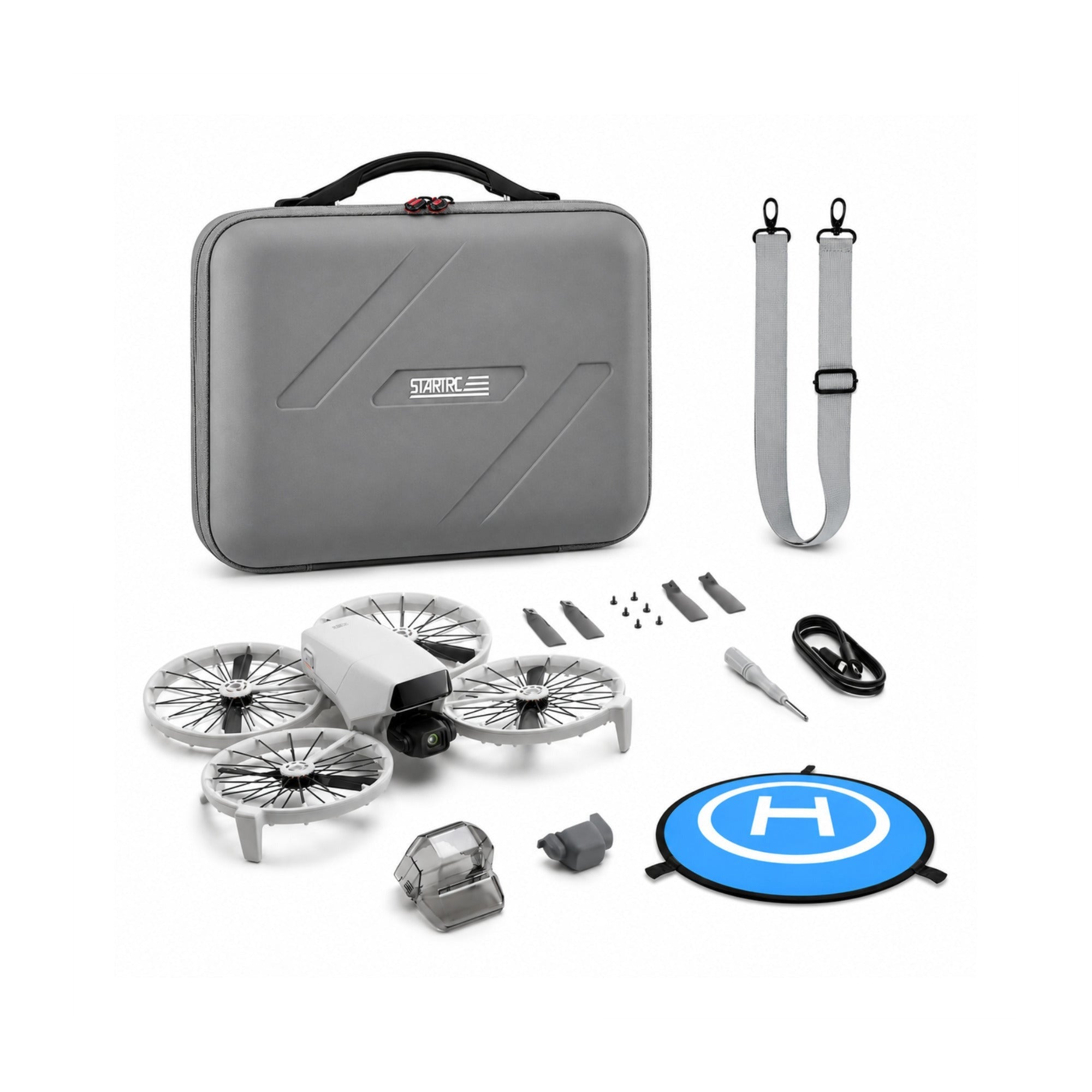 DJI Flip 4K White Camera Drone Bundle with RC 2 Controller, Carrying Bag and 30-inch Landing Pad