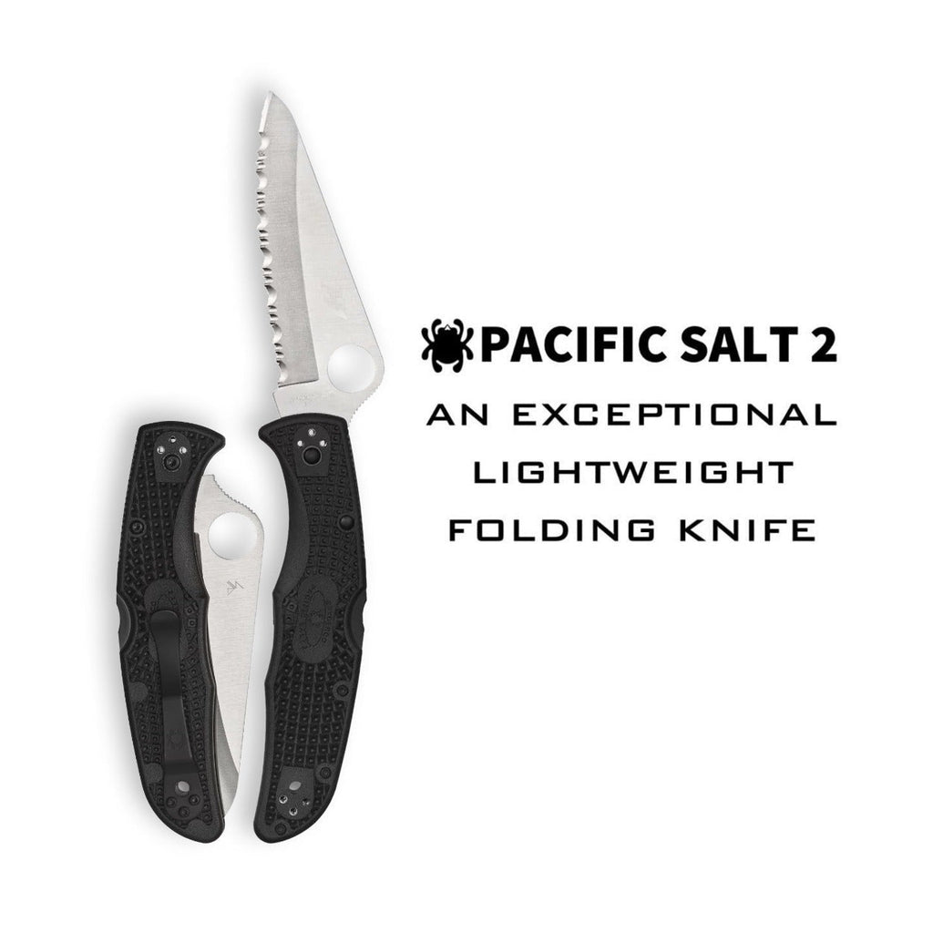 Spyderco Pacific Salt 2, 8.72-Inch Lightweight Folding Knife with Black Handle