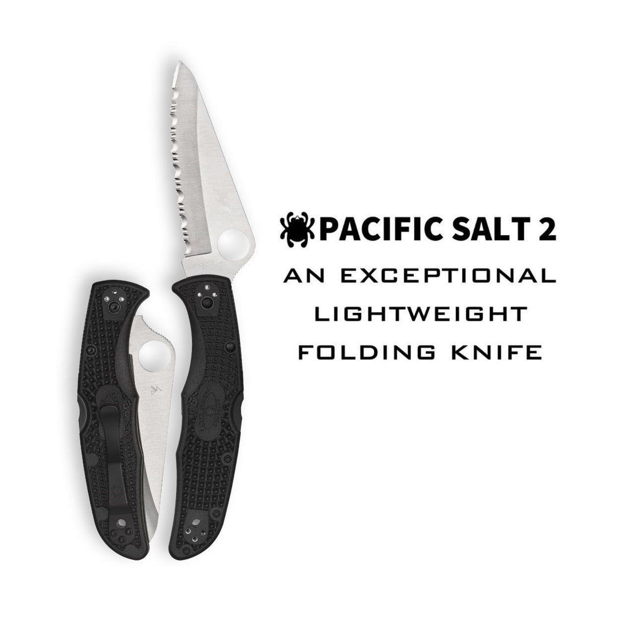Spyderco Pacific Salt 2, 8.72-Inch Lightweight Folding Knife with Black Handle