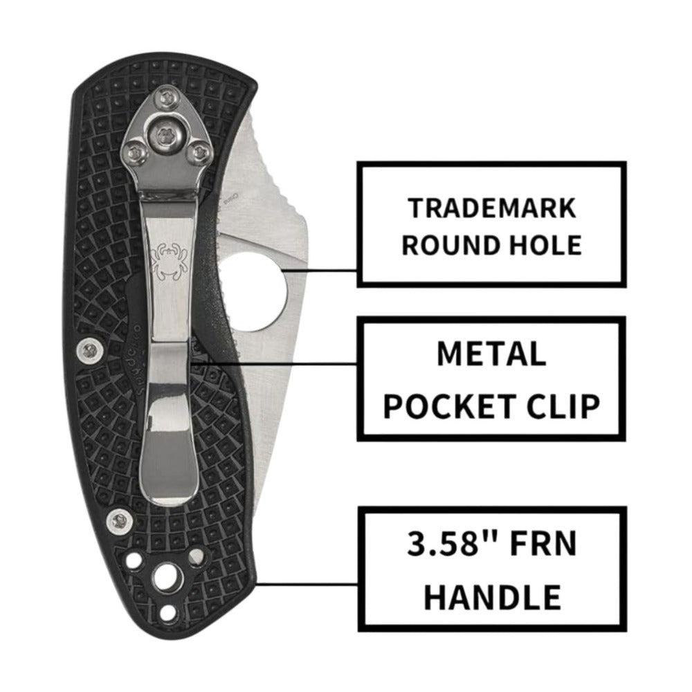 Spyderco Ambitious Lightweight Pocket Knife with 2.31-Inch 8Cr13MoV Blade with Black FRN Handle