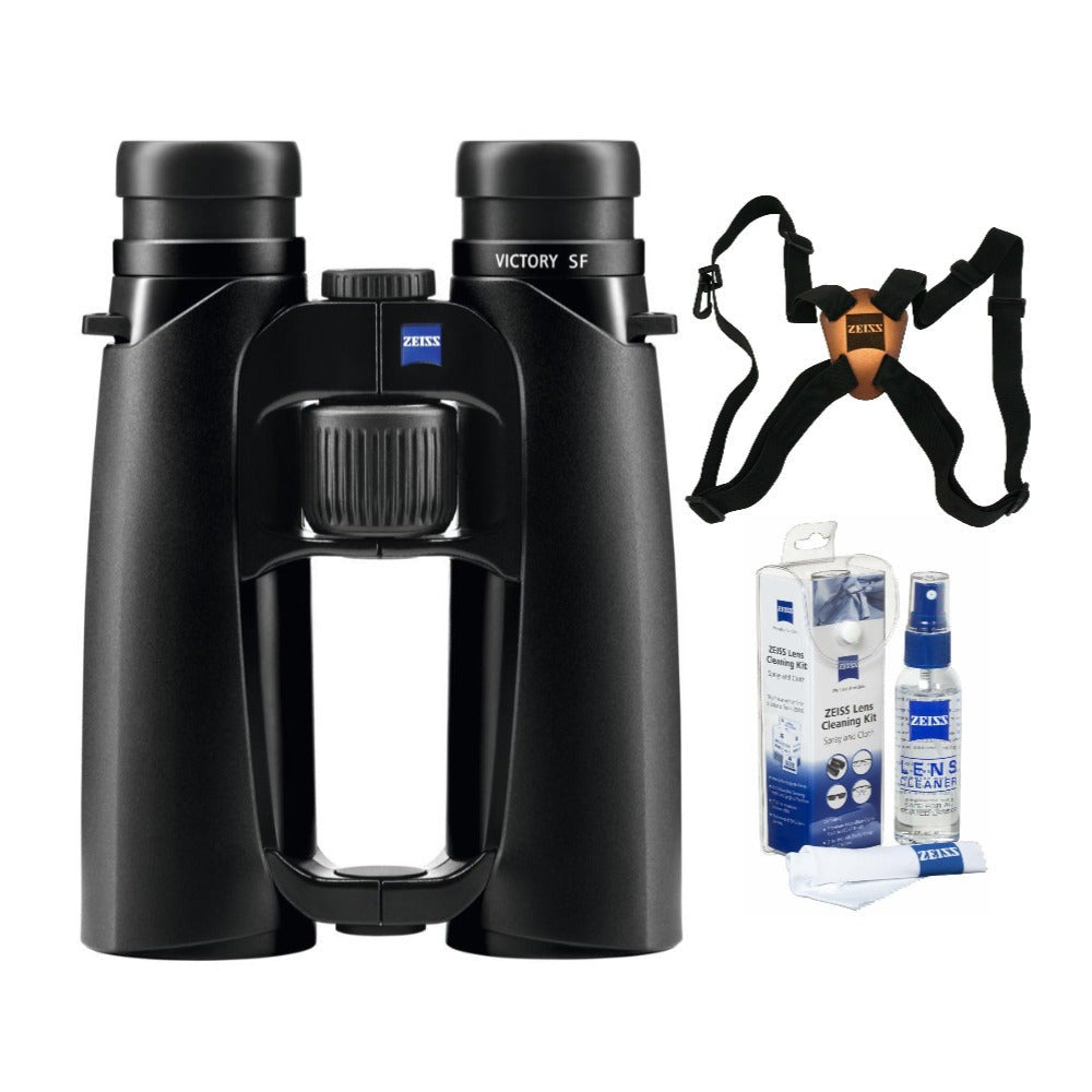 Zeiss 10x42 Victory SF Binoculars (Black) with Zeiss Harness and Cleaning Kit