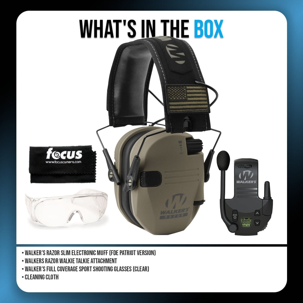 Walkers Razor Walkie Talkie Bundle with Ear Muff and Accessories