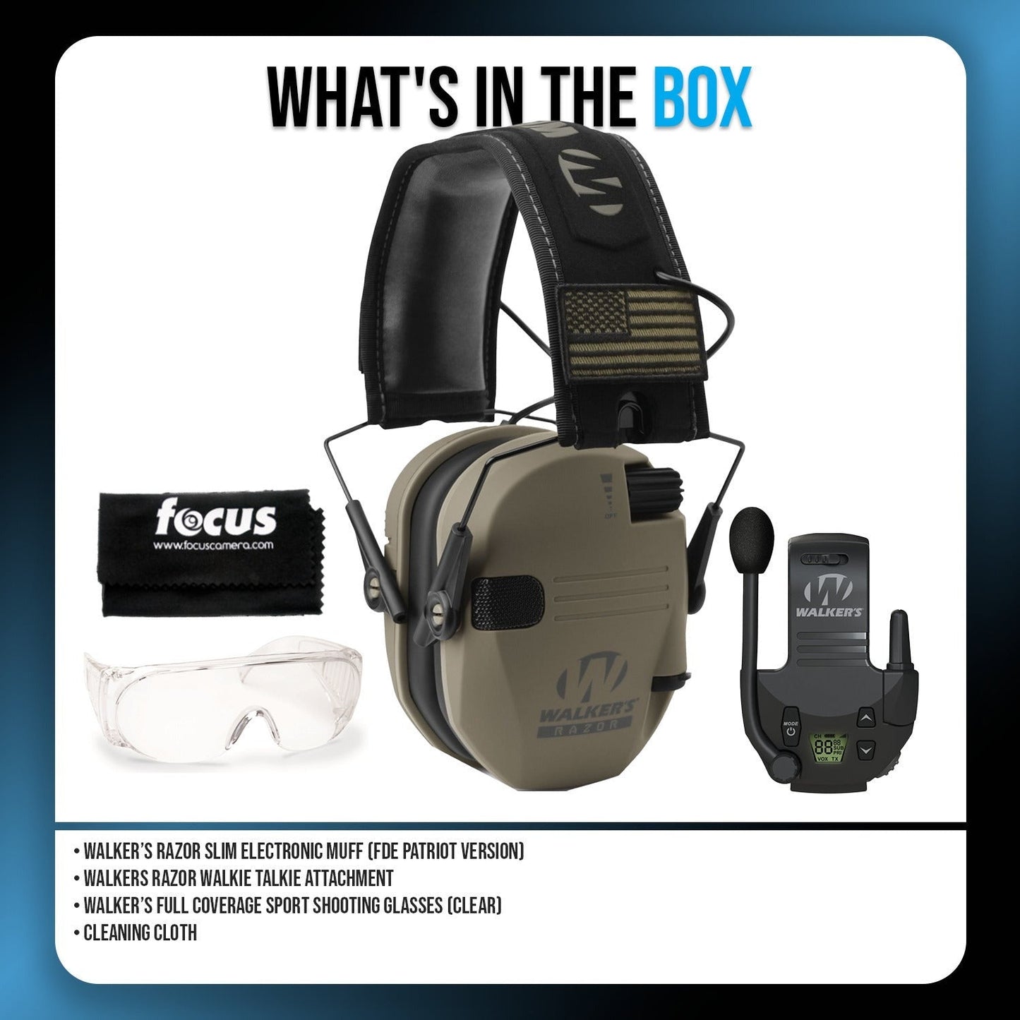 Walkers Razor Walkie Talkie Bundle with Ear Muff and Accessories