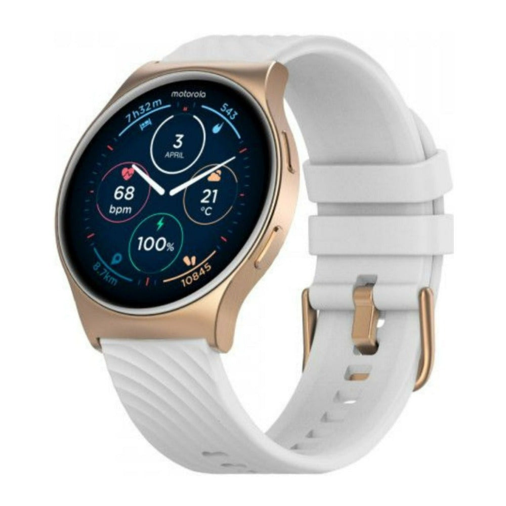 Motorola Moto 120 Bluetooth Smartwatch with AMOLED Display and Google Fit Integration (Rose Gold)