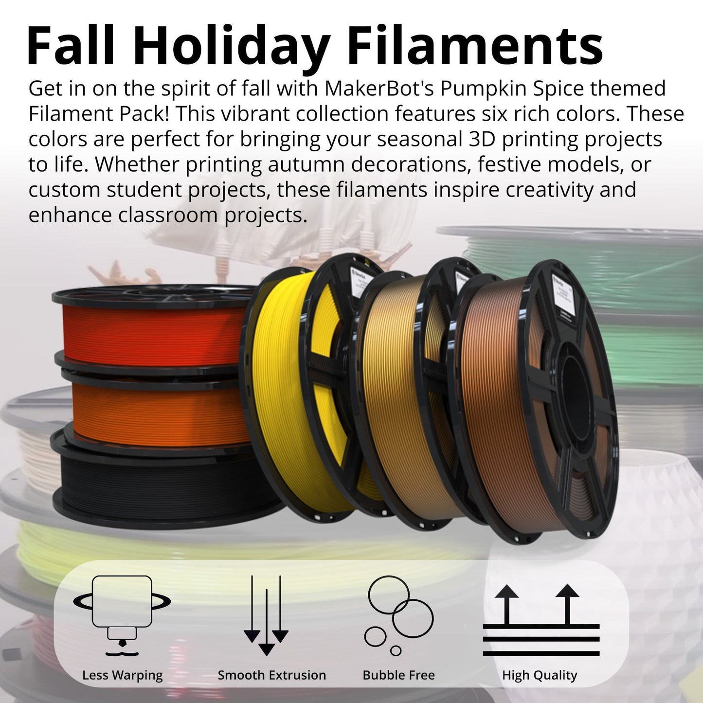 MakerBot Sketch Fall Holiday Pumpkin Spice Themed Filament Pack for Season-Themed Projects (6-Pack)