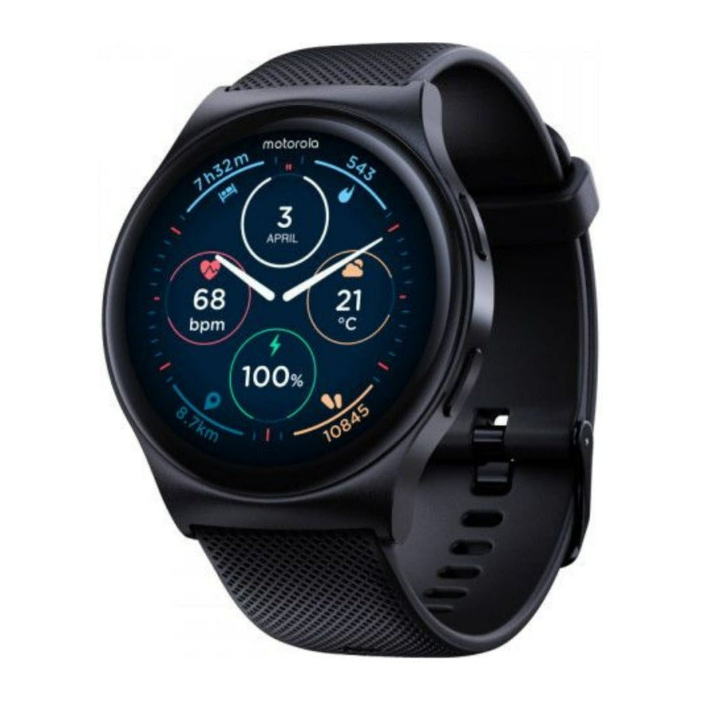 Motorola Moto 120 Bluetooth Smartwatch with AMOLED Display and Google Fit (Phantom Black)
