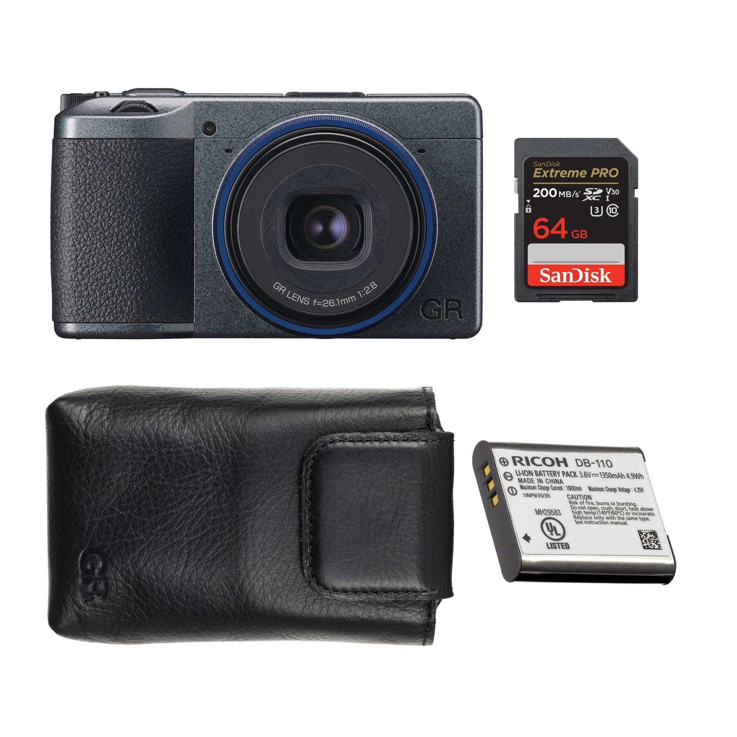 RICOH GR IIIx Urban Edition Digital Camera with Case, 64GB Memory Card, and Spare Battery