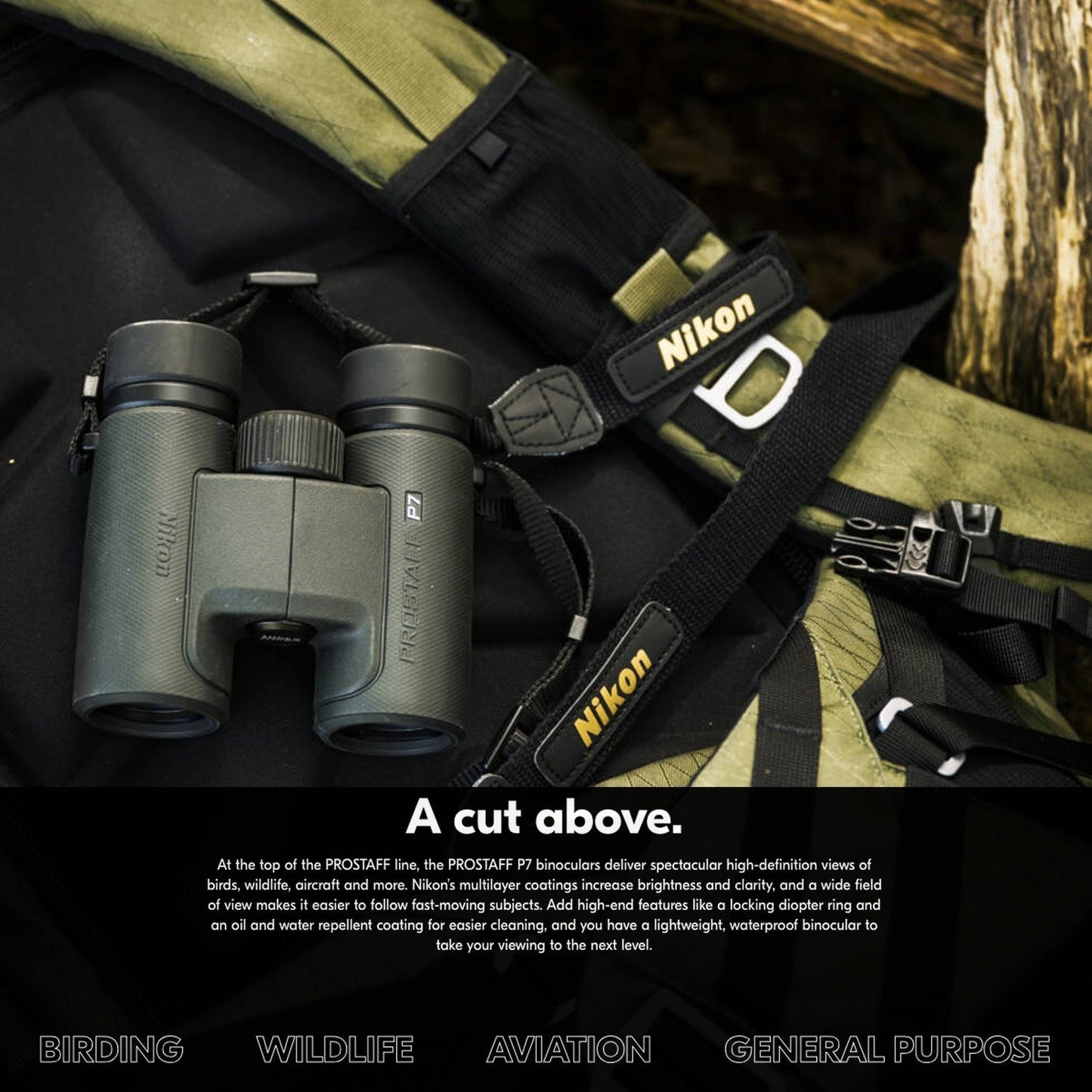 Nikon Prostaff P7 10X42 Binoculars and DSLR and Mirrorless Camera Shoulder Bag (Black) Bundle