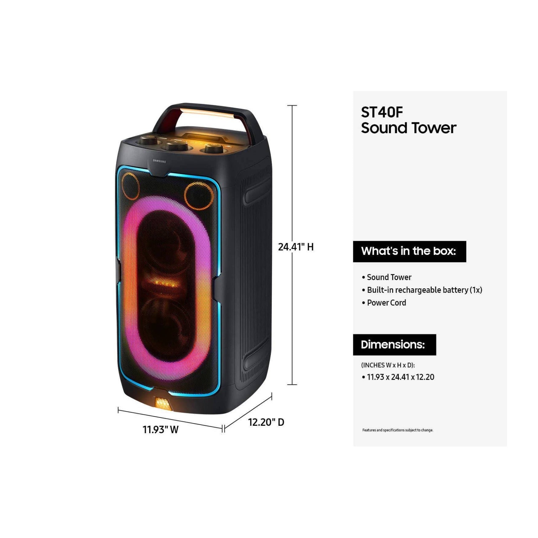 Samsung ST40F Sound Tower Portable Bluetooth Party Speaker with Built-In Battery