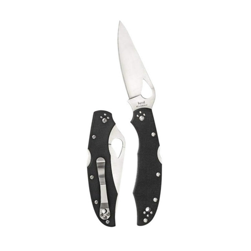 Spyderco Byrd Cara Cara 2 Black Folding Knife with 8Cr13MoV PlainEdge Blade