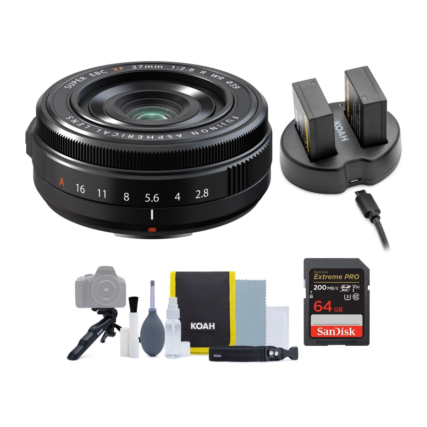 Fujifilm XF27mm F2.8 R WR Lens with Battery Memory Card and Cleaning Kit