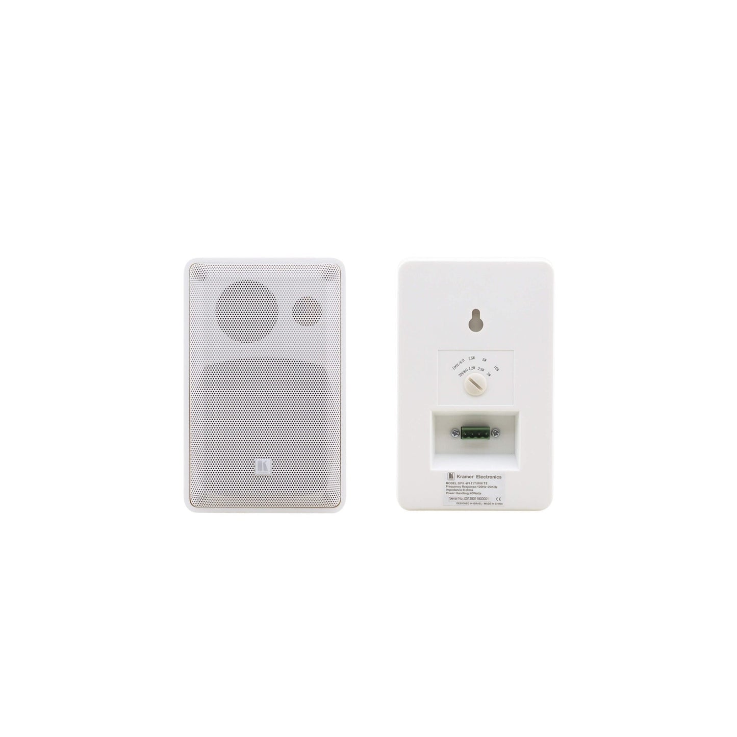 Kramer Galil 4-O 4-Inch Two Way On-Wall Speakers with 70V 100V Multi Tap Transformer (Pair, White)