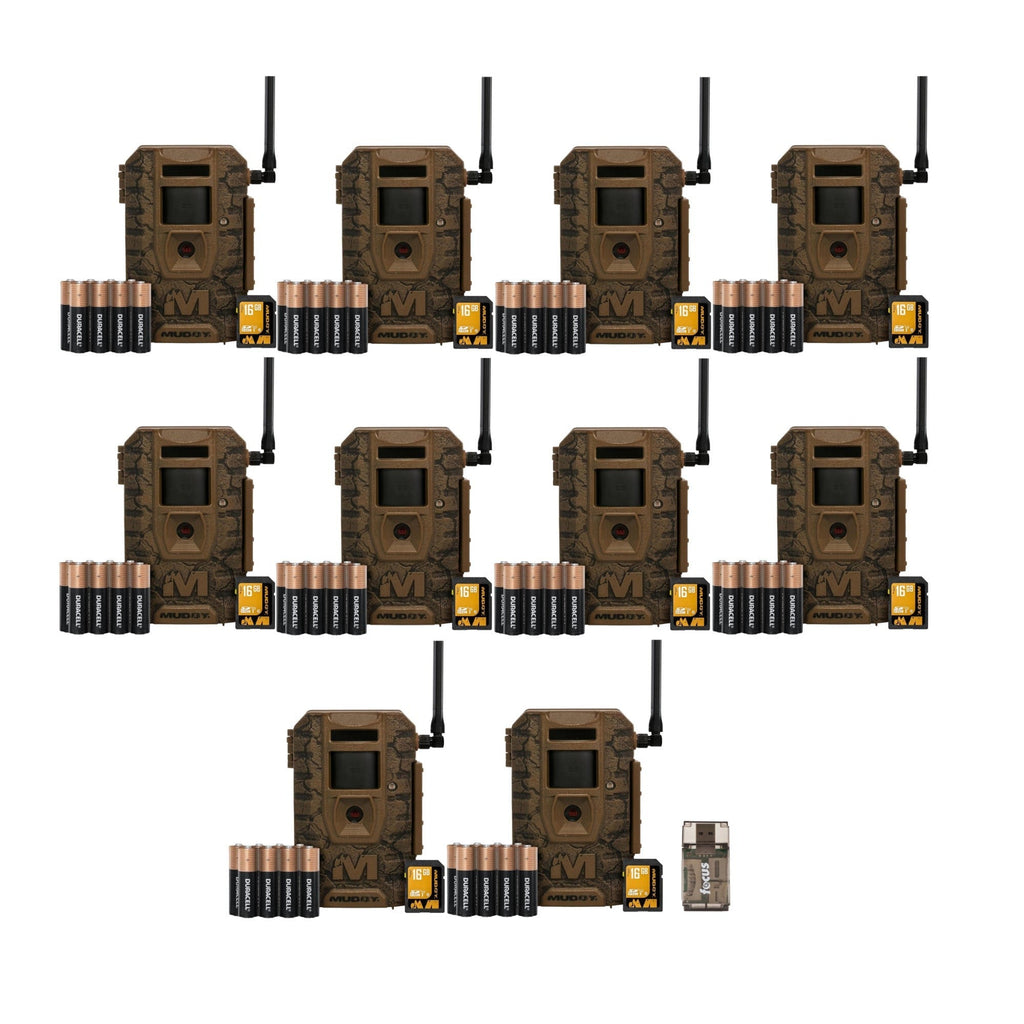 Muddy Outdoors Mitigator 3.0 Combo Cellular Trail Camera (10-Pack) with Accessories and Card Reader