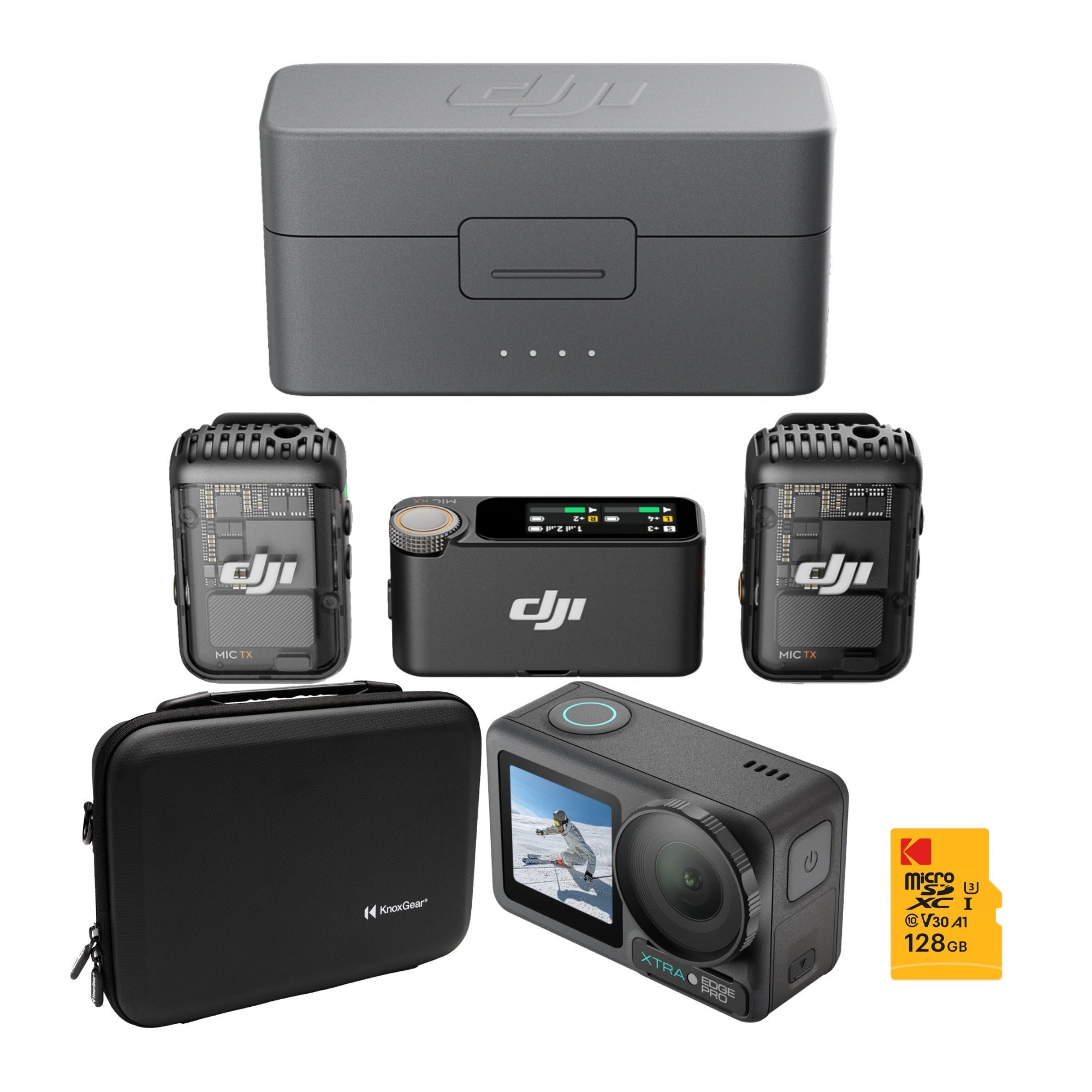 DJI Mic 2 with Action Camera, Memory Card, and Carrying Case Bundle