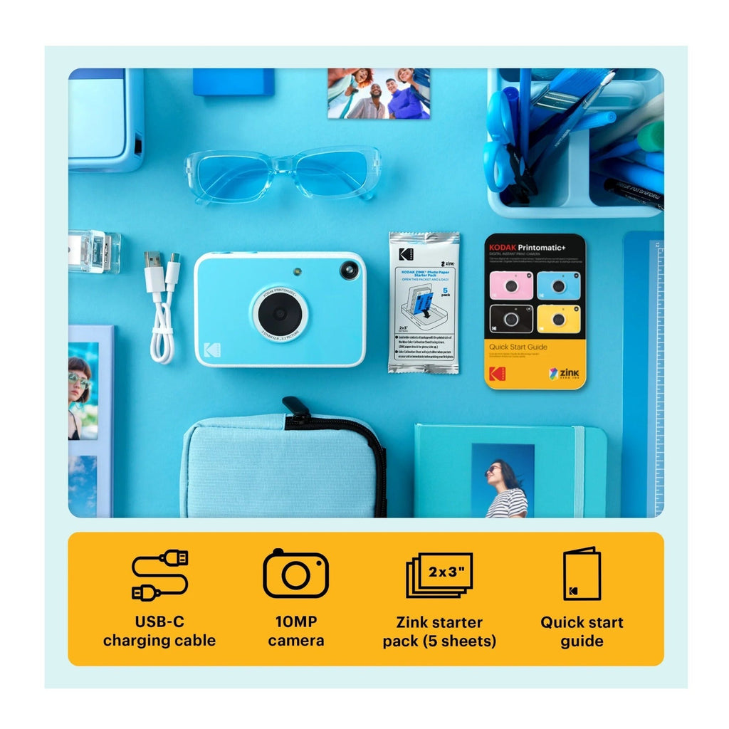 Kodak PRINTOMATIC+ 10MP Instant Digital Camera (Blue)