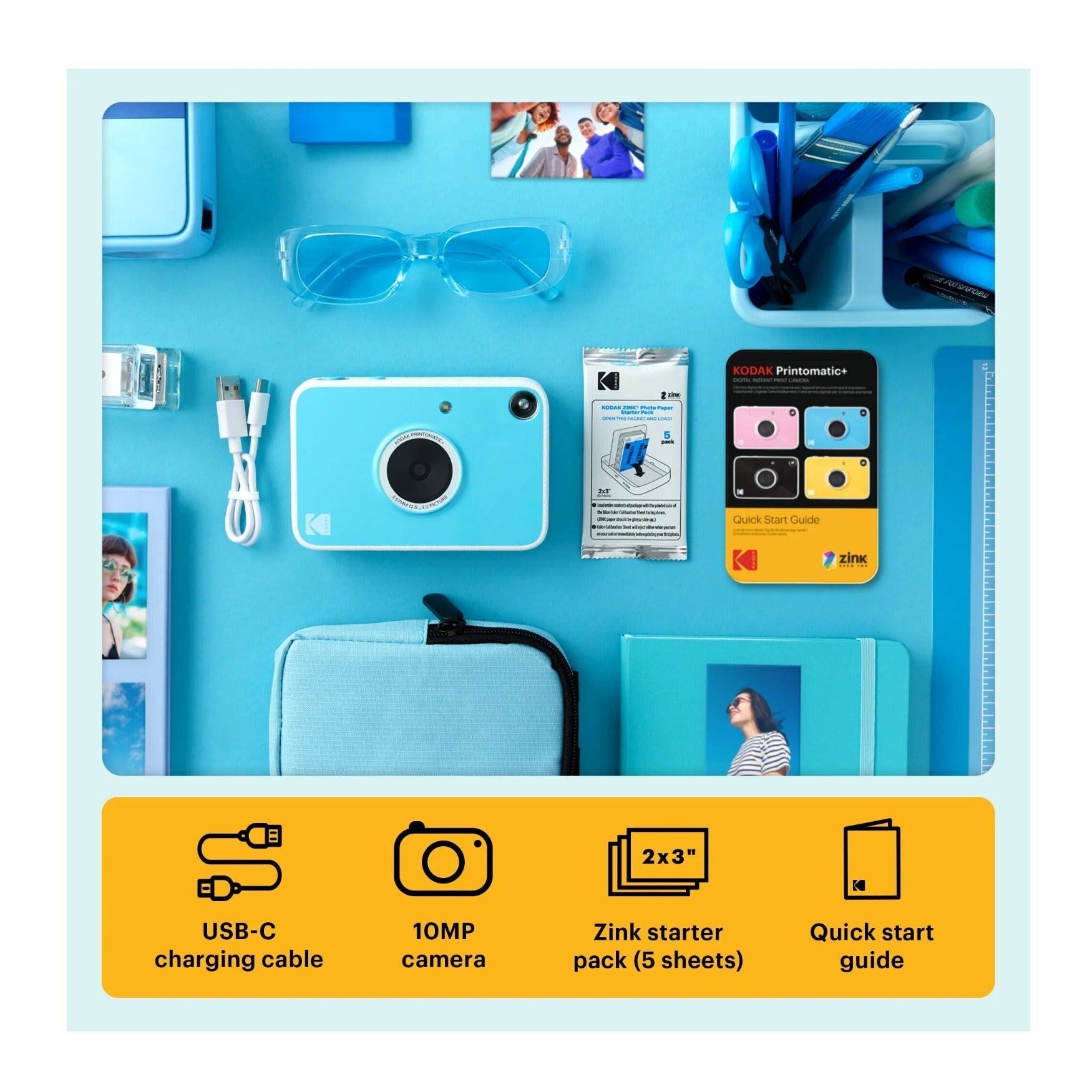 Kodak PRINTOMATIC+ 10MP Instant Digital Camera (Blue)