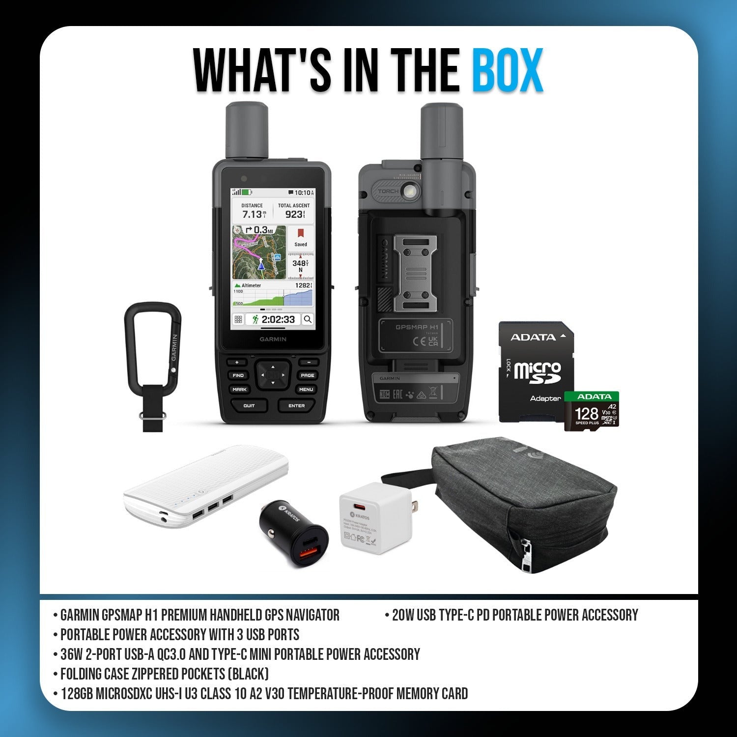Garmin GPSMAP H1 Premium Handheld GPS Navigator Bundle with Accessories