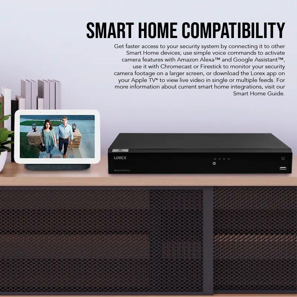 Lorex 4K 16 Camera Capable (Wired or Fusion Wi-Fi) 4TB NVR with Four Bullet Security Camera Bundle