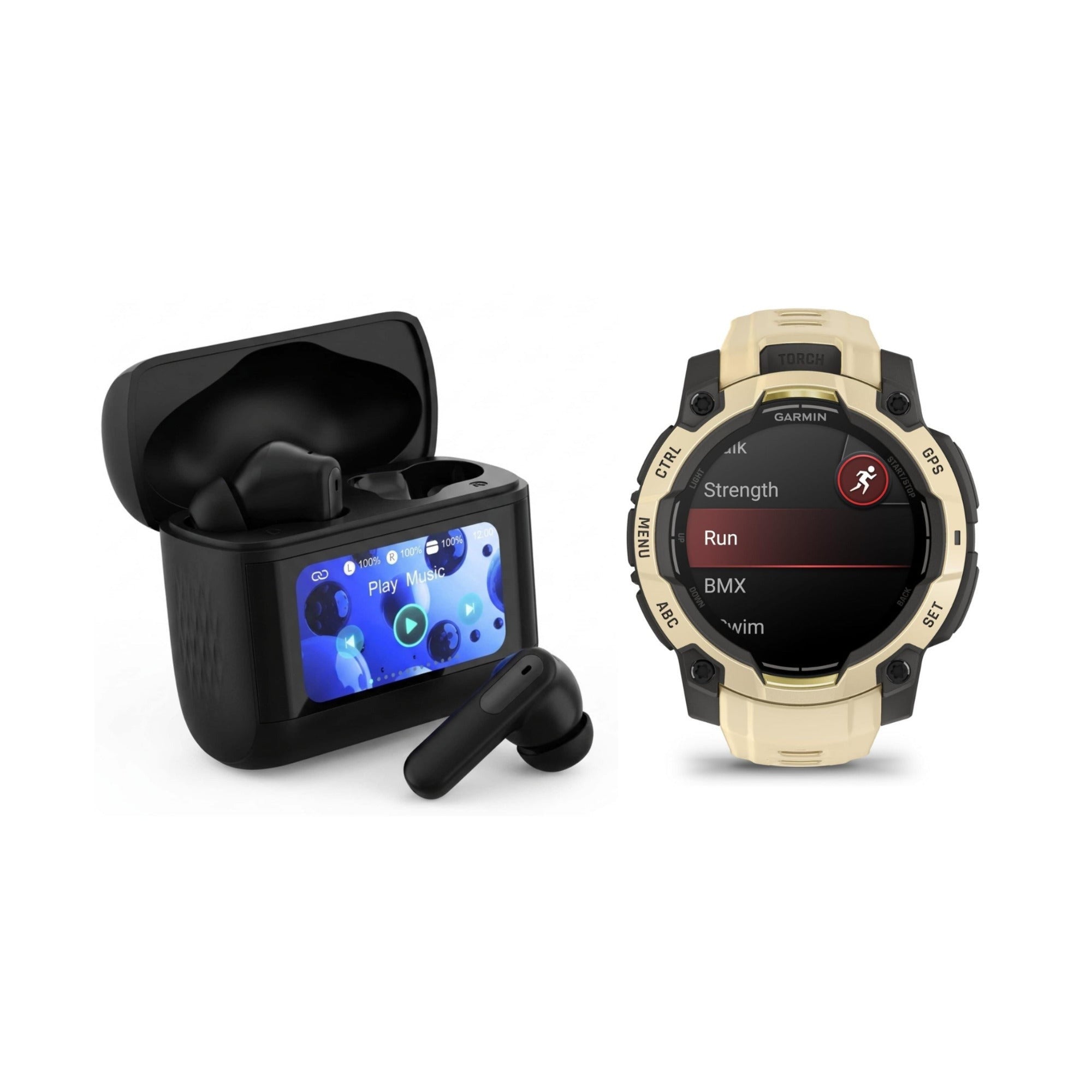 Garmin Instinct 3 45mm AMOLED GPS Smartwatch (Citrine Limited Edition) Bundle with T710 Earbuds