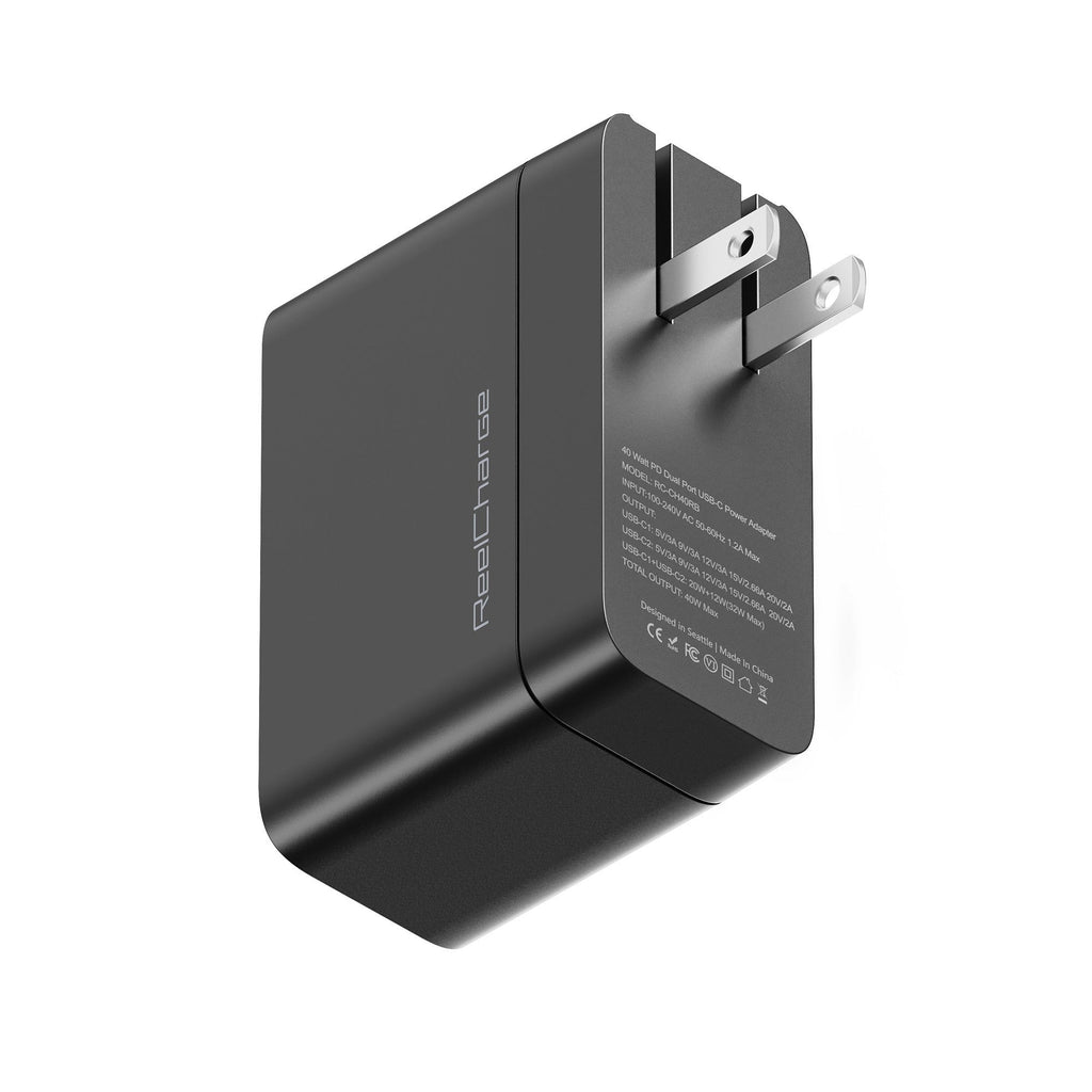 ReelCharge 40W Charger with Retractable Cable (Black)
