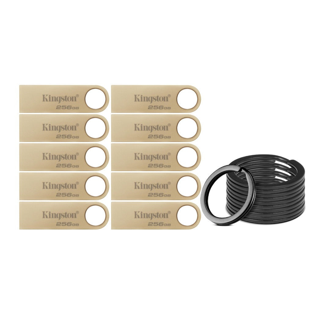 Kingston DataTraveler SE9 G3 USB 3.2 Gen 1 Flash Drive with Gold Casing (128GB) (10-Pack) Bundle