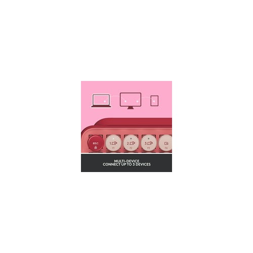 Logitech POP Keys Wireless Mechanical Keyboard with Emoji Keys Heartbreaker Rose