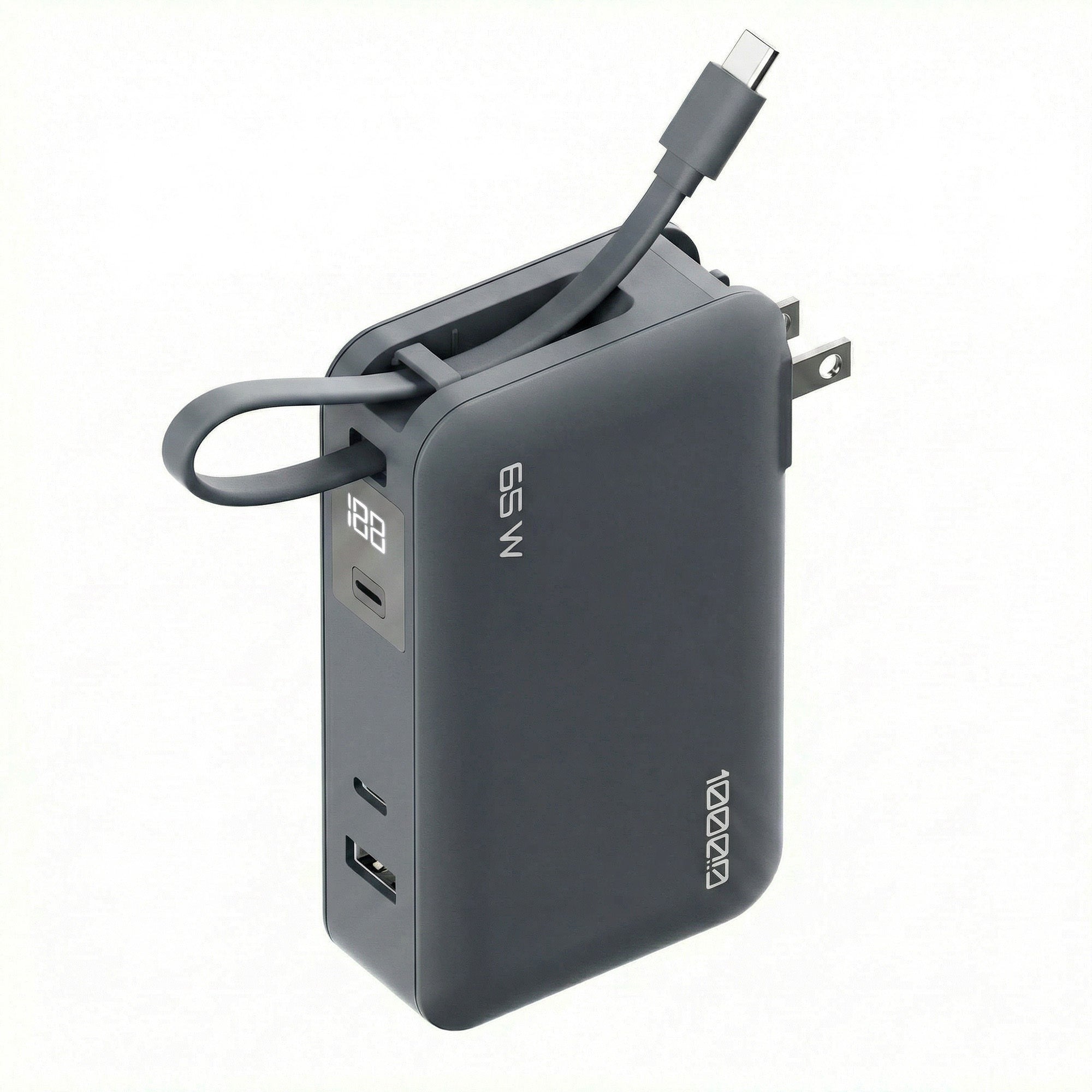 ReelCharge 10,000 mAh 65W Power Bank Flex (Cool Gray)