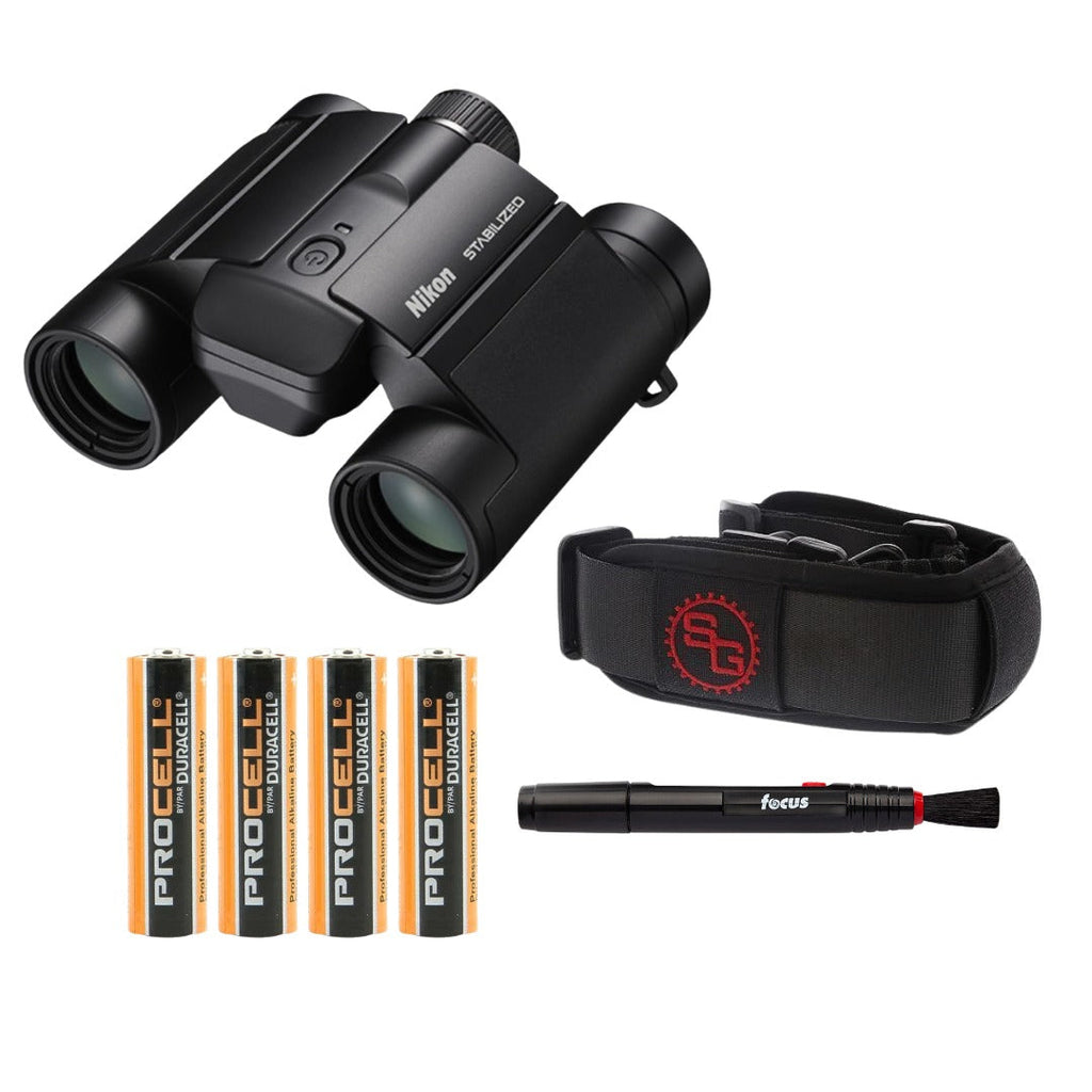 Nikon 12x25 S Stabilized Binoculars with Accessories Bundle