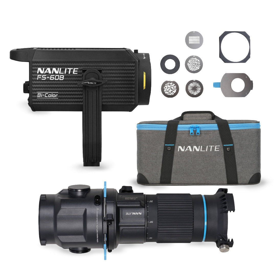 Nanlite FS-60B LED Studio Spotlight and FM Mount Projection Attachment Bundle