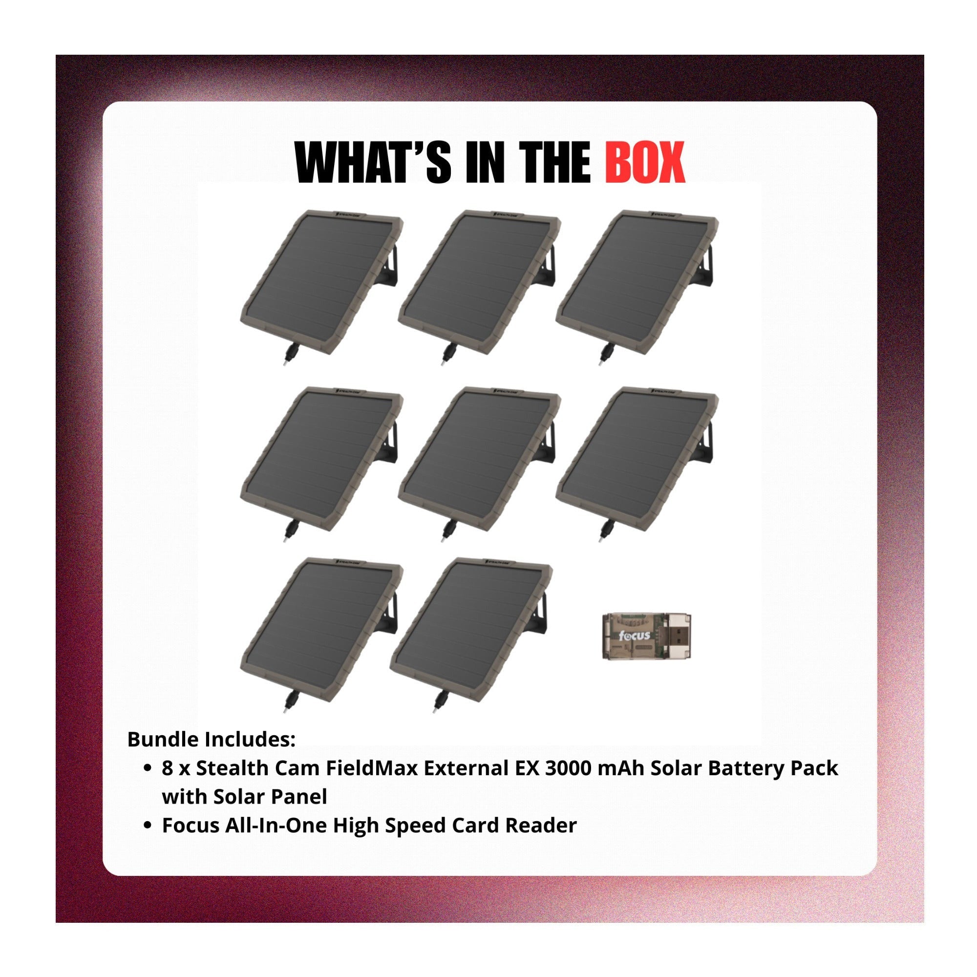 Stealth Cam 3000 mAh FieldMax External EX Solar Battery Pack with Solar Panel Bundle