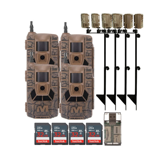 Muddy Matrix 36MP Imaging Cellular Trail Camera with On Demand Photo (Mud, 4-Pack) Bundle