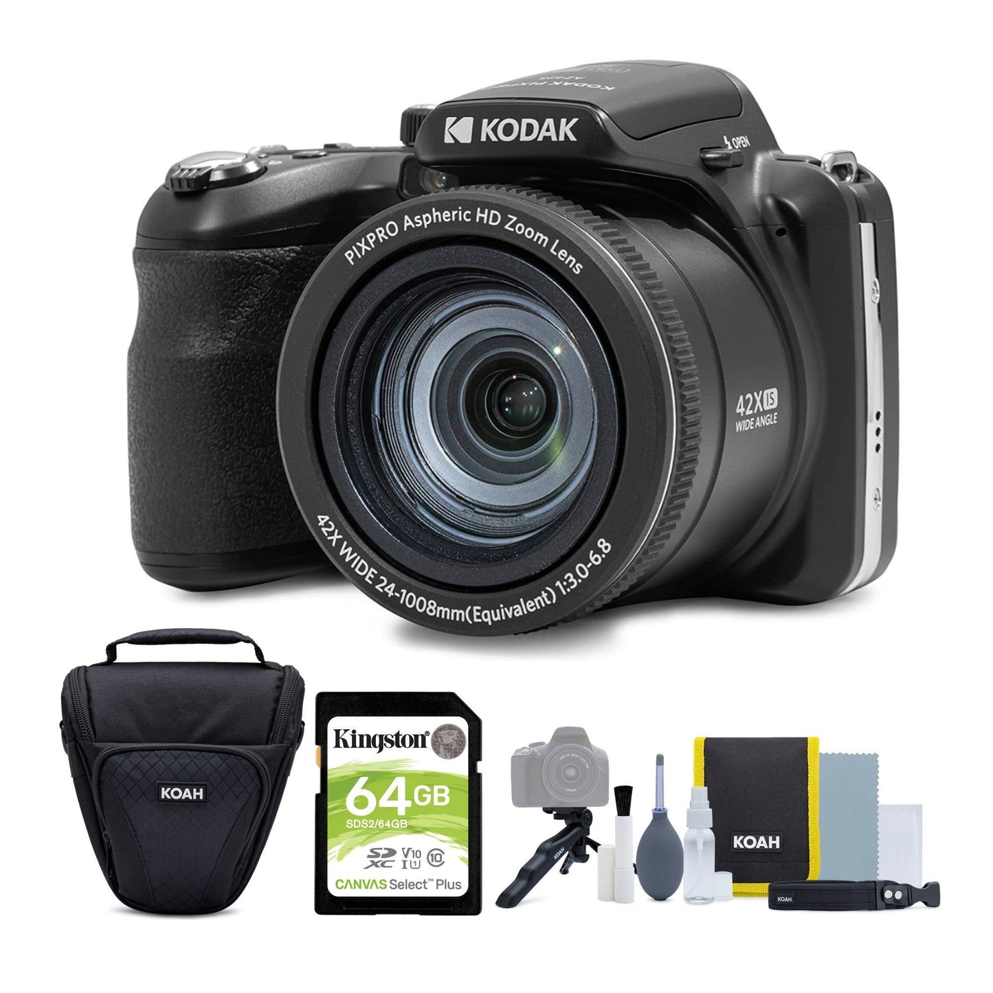 Kodak PIXPRO AZ425 Astro 20MP Camera 42X Zoom (Black) with Accessory Kit Bundle