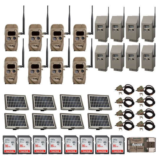 Cuddeback CuddeLink J-Series Trail Cameras 8-Pack with Power and Security Kits