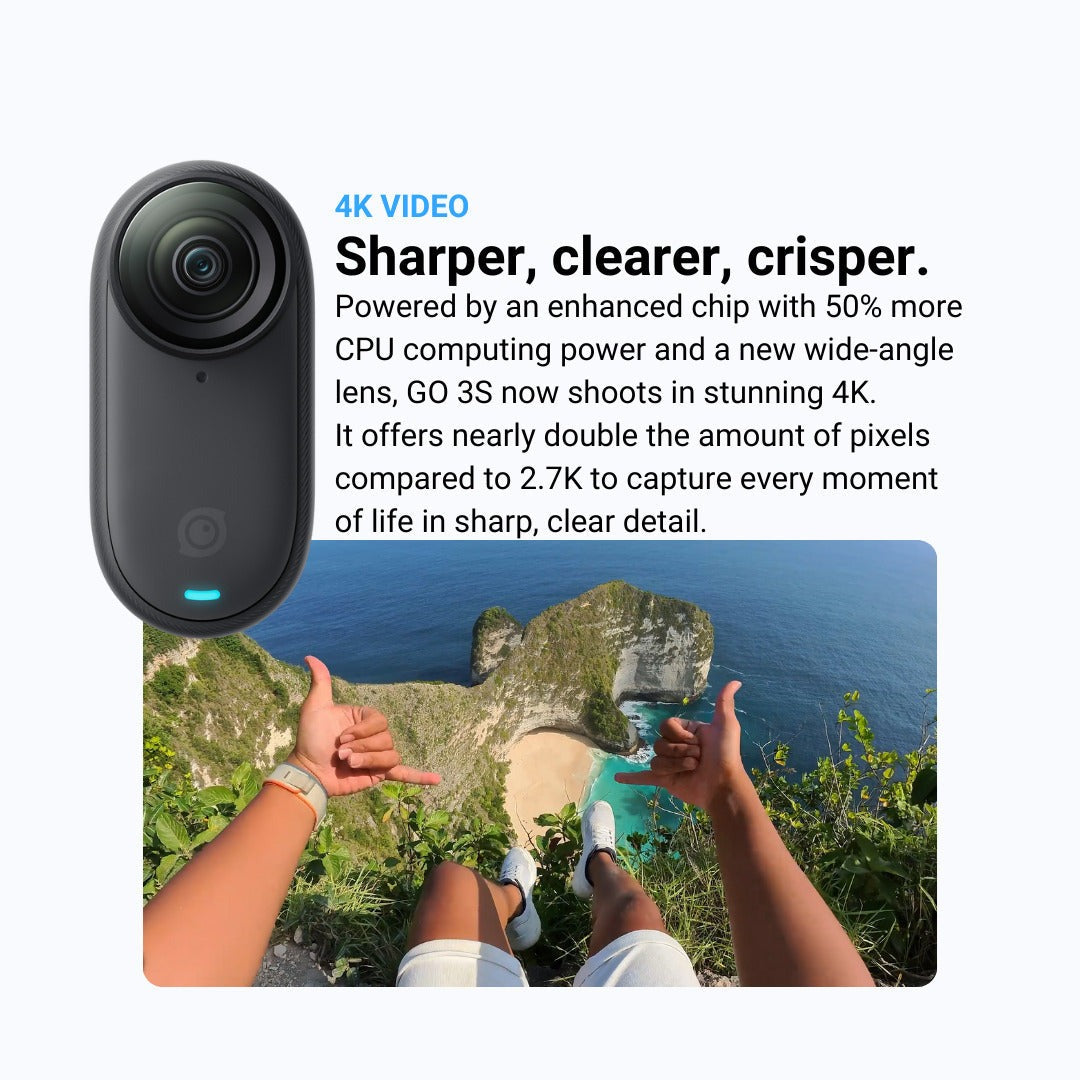 Insta360 GO 3S Action Camera (128GB, Midnight Black) with Lens Guard and 128GB Memory Card Bundle