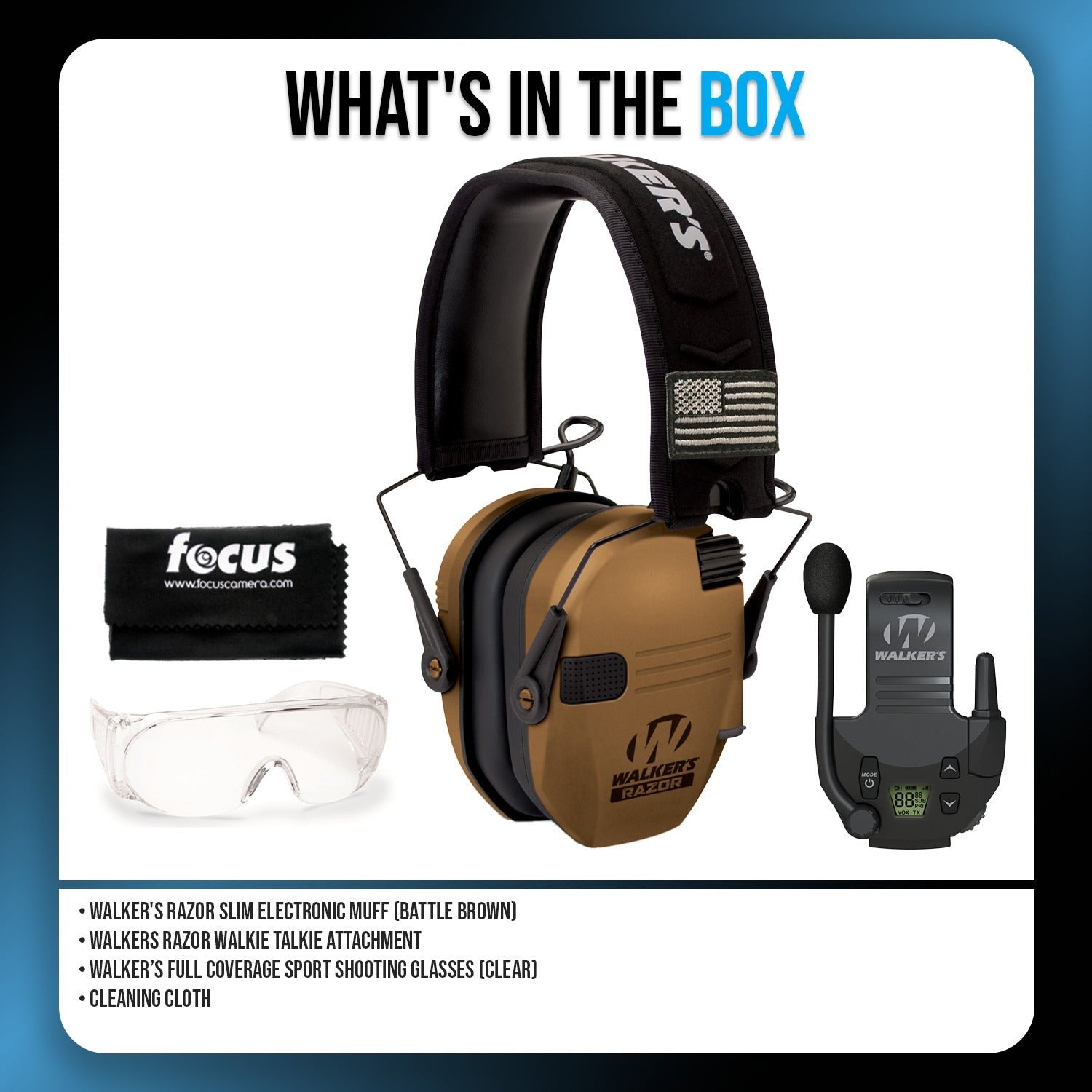 Walkers Razor Walkie Talkie Bundle with Ear Muffs and Accessories